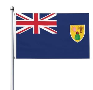 Drapeau des î<span class=keywords><strong>les</strong></span> Turcs et Caïcos, drapeau extérieur personnalisé 3x5 pieds, bannière imprimée simple face, design personnalisé, drapeau <span class=keywords><strong>de</strong></span> bienvenue pour la cour - Product Image 1