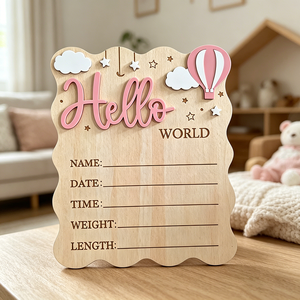 Décoration de chambre d'enfant personnalisée, annonce de naissance de bébé de 15 cm, chanson « Hello World », statistiques de naissance, nouveau-né, pour cadeaux d'hôpital - Product Image 6