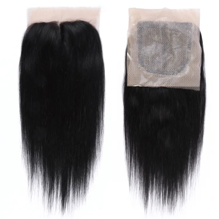 Large stock best quality virgin human hair natural looking 4x4 silk base brazilian hair closure