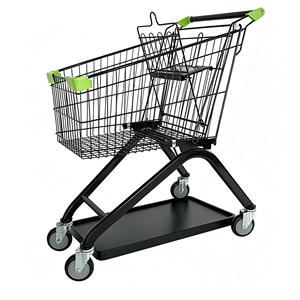 Large <b>Rolling</b> Supermarket <b>Cart</b> 340L Heavy Duty Wire Mesh Silent Swivel Caster Grocery Store Trolley Retail Use Use Set Kit - Product Image 6