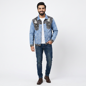 Customizable <b>Men</b> <b>Denim</b> <b>Jacket</b> With Cotton Filling Vintage Washed Breathable Fabric Factory Wholesale Oem Odm Soft Comfortable - Product Image 1