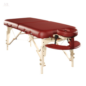 Lit de massage en bois réglable portable à 2 sections pliable et de faible hauteur pour les traitements faciaux et l'utilisation de la thérapie hôtelière - Product Image 6