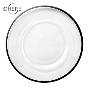 أطباق زجاجية إبداعية بالجملة من Ohere مع حافة ذهبية، صحون تقديم للحلويات، طقم عشاء شفاف للمطاعم الغربية - Product Image 4
