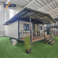 Villa Modulaire Préfabriquée de Luxe Premium, Maison Conteneur Extensible de 20 pieds avec Terrasse Avant et Escaliers pour les Marchés Américain et Australien