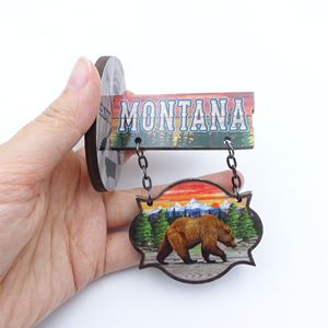 America Montana New York Bear in legno componenti per ciondoli magnetici con logo personalizzato personalizzato produttore di magneti da frigorifero - Product Image 2
