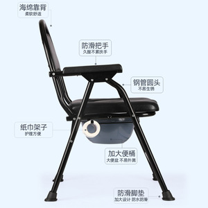 <b>Commode</b> <b>Chair</b> For Elderly Reinforced Non Slip Foldable Portable Toilet For Pregnant Women And Disabled - Product Image 1