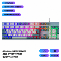 Clavier de jeu filaire rétroéclairé RGB, clavier d'ordinateur à membrane 104 touches, panneau métallique, étanche, pour Esports, bureau, PC