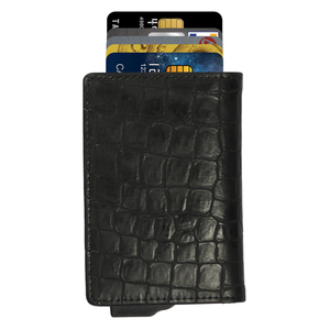 ที่ใส่บัตรอลูมิเนียม CardHoda ป้องกัน RFID แบบพับได้ กระเป๋าสตางค์สั้นสำหรับทุกเพศ ลายหนังจระเข้ ดีไซน์มินิมอล - Product Image 2
