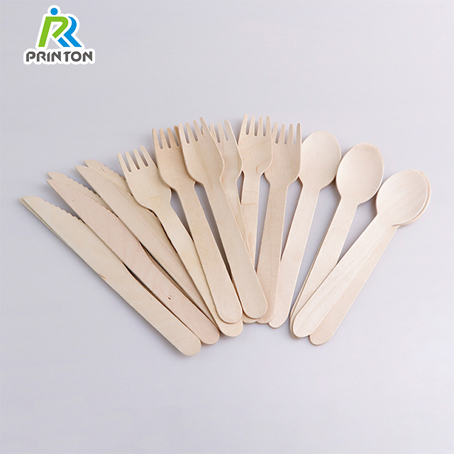 Printon 72-Piece Wooden Cutlery Set with Plate, Spoon, Knife Fork | Eco-Friendly Disposable Tablewar