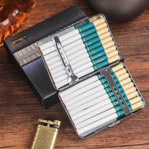 Étui à cigarettes finition miroir 18 bâtons boîte à fumer en métal Portable Durable étanche porte-cigarettes pour hommes - Product Image 1