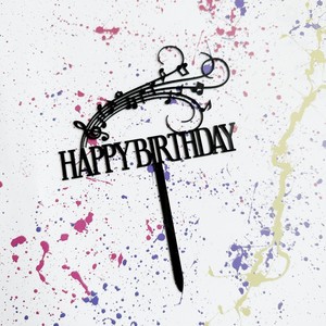 Decorazione per Torta MOYI con Nota Musicale 'Buon Compleanno' in Acrilico, Topper per Torta di Compleanno con <span class=keywords><strong>Spartito</strong></span> Musicale - Product Image 2