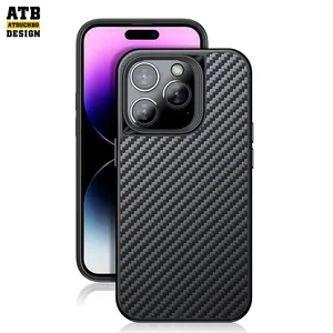 ATBマシニストシリーズ耐衝撃性アンチスクラッチカーボンファイバー電話カバーiPhone13-15シリーズビジネススタイル肌にやさしい