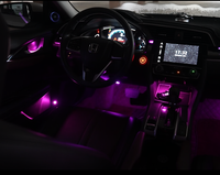Lampe d'ambiance à matrice de points en fibre de carbone, version 20 LED, pour Honda Civic 2016-2021 avec contrôle multiple