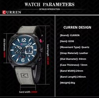 Montre-bracelet pour homme Curren 8398, nouvelle montre-bracelet en cuir de luxe à quartz, fabriquée en usine, avec boîte cadeau.