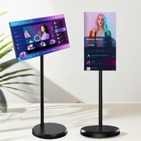 TV Portabel Pintar Terlaris 24/27/32 Inci 1080p HD Nirkabel dengan Roda, Layar Sentuh, Grafis Animasi Cerdas untuk Dalam Ruangan