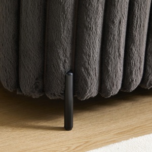 Panca contenitore moderna OEM in pelliccia sintetica con coperchio ribaltabile e gambe in metallo nero, poggiapiedi per fondo letto, per soggiorno, ingresso, dormitorio, camera da letto - Product Image 4
