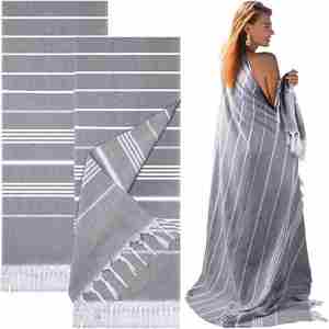 Grande serviette de plage turque 100 % coton pur, séchage rapide, extra-large, couverture anti-sable, serviette de bain légère et douce pour la piscine - Product Image 3