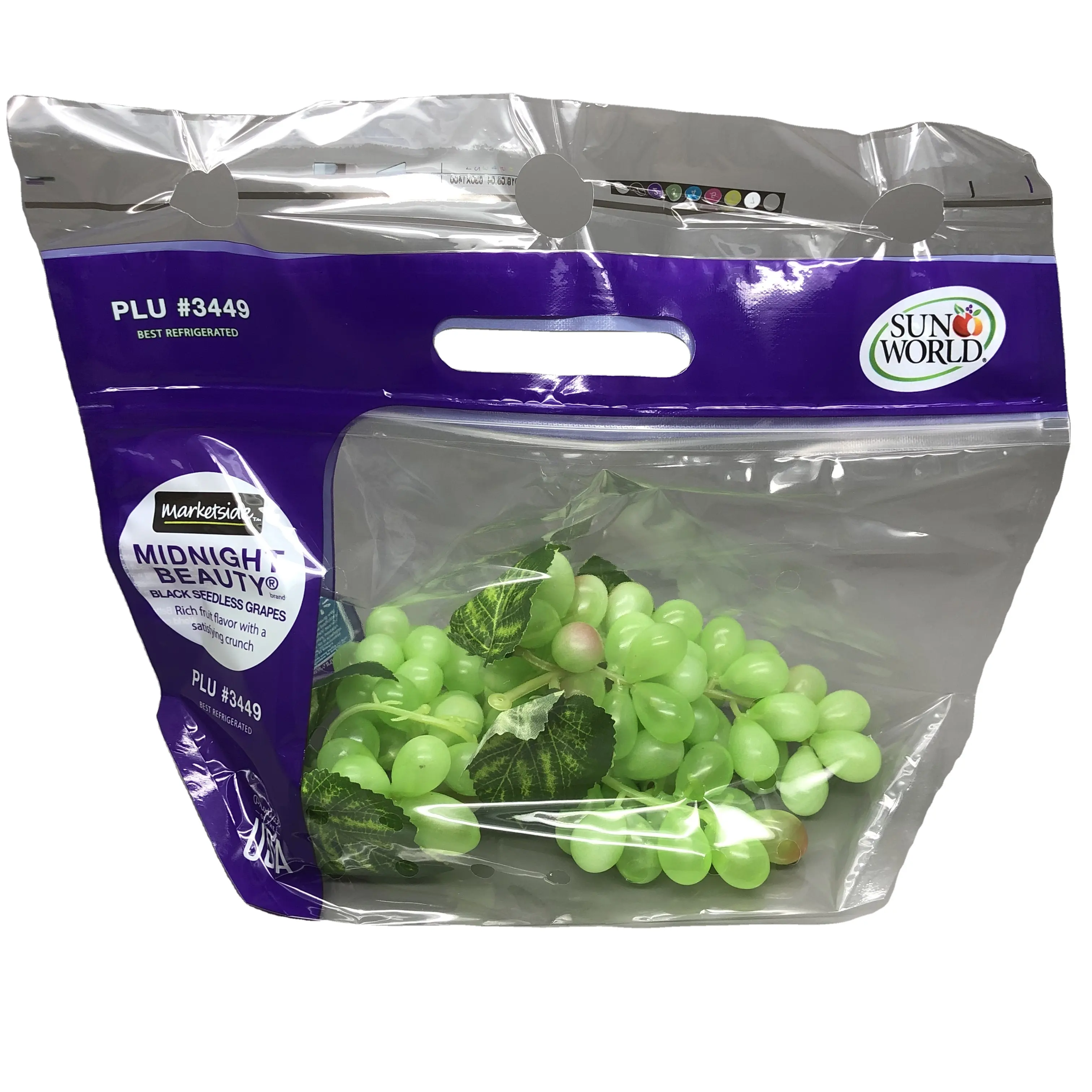 Confezione con chiusura a chiusura lampo per presa d'aria su misura riciclabile frutta verdura fresca