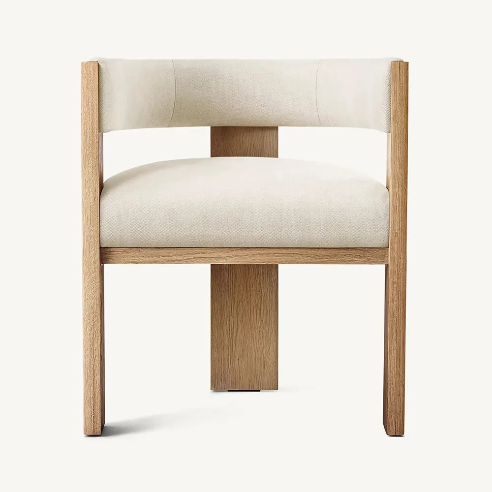 Silla de comedor de roble macizo moderna nórdica exclusiva personalizada 2024 sillón de comedor de madera tapizado en tela