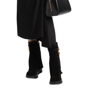 2024 nouveauté femmes noir requin serrure plat daim mode luxe à la main haute qualité <span class=keywords><strong>mi</strong></span>-mollet <span class=keywords><strong>bottes</strong></span> pour dames - Product Image 5