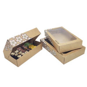 Food Grade Hinged Kraft Paper Roast Chicken Boxes with Window Disposable Takeaway Food Packaging Boxes Wholesale