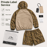 Ensemble veste et short en nylon IKDEER avec impression numérique personnalisée, fermeture éclair, léger, style vintage, survêtement en polyester, streetwear