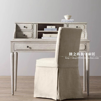 Bureau d'écriture vintage français en bois massif américain pour enfants, personnalisable, table d'apprentissage informatique blanche avec rangement