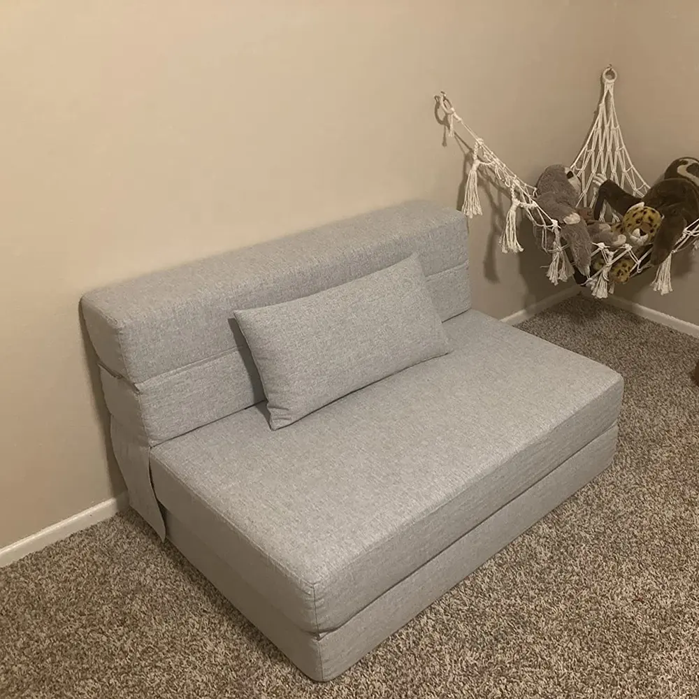 Demountable dan bersih sofa busa kursi sandaran bantal sofa tempat tidur kacang kain sofa baru tempat tidur lipat tunggal