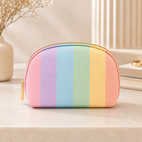 Trousse de Maquillage Tendance en Toile avec Étuis Épais et Spacieux, Couleur Unie, Logo Personnalisé, pour Nettoyant Visage et Produits de Beauté