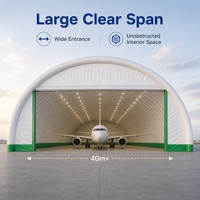 Hangar gonflable à grande portée résistant aux intempéries pour le stationnement, la réparation et l'entretien des avions