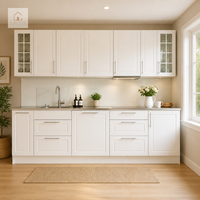 XINGRUO Armoires de cuisine modernes minimalistes style Shaker en contreplaqué pour villas et appartements, solution de projet, capacité de conception de modèles 3D