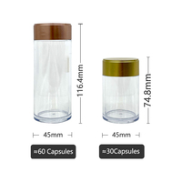 Bouteille en acrylique transparente cylindrique avec couvercle en métal de luxe, conteneur de stockage de capsules de perles cosmétiques, emballage de capsules de sérum