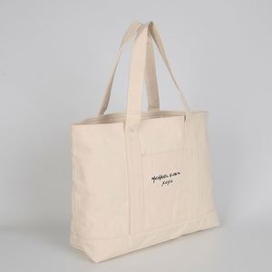 Bolsas de Mano Grandes de Lona Encerada de Algodón Resistente con Bolsillo Exterior, de Fábrica BSCI, Personalizables con Logotipos para Compras - Product Image 2