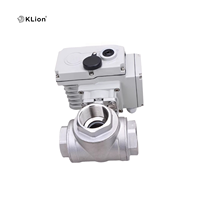 Válvula de Bola Eléctrica de Acero Inoxidable CF8M de 3 Pulgadas, 3 Vías, Puerto en T, 1000 WOG, 24 Voltios, Rosca Hembra, Accionamiento Eléctrico, KLION RTS DN80