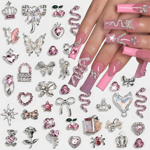 50 Piezas de Adornos de Uñas de Aleación Mixta, Diamantes de Imitación Rosas, Corazones, Mariposas, Lazos, Decoración Metálica para Uñas, para Manicura DIY, Uñas Postizas - Product Image 1