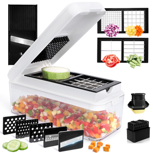 Picador de Verduras de 9 Cuchillas con Contenedor, Rebanador de Frutas, Cortador en Dados, Rallador, Utensilio de Cocina - Product Image 1