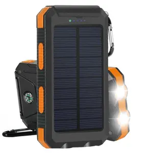 Güçlü su geçirmez güneş mobil güç kaynağı 20000mah pusula cep telefonu güneş enerjisi bankası