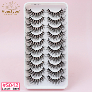 Abestyue nuovo Design Foxy alato occhio di gatto ciglia d'angelo naturale ciglia di seta finto visone Private Label soffici ciglia a striscia intera - Product Image 5