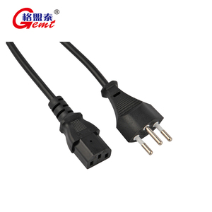 Brazil INMETRO Compliant 4.8mm Pin Triangular Safety Sign 3 <strong>Core</strong> 10A250V Power <strong>Plug</strong> SJTW Rubber IEC for <strong>Computer</strong> Laptop Power - Product Image 2