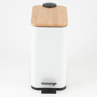Poubelle pour la maison et la salle de bain avec couvercle en bambou, fermeture douce et pédale – Vente en gros, poubelle mince personnalisée