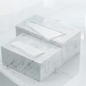 Boîte à mouchoirs en marbre blanc, décor de Table blanc, boîtes de mouchoirs TV, rangement de papier, porte-serviettes