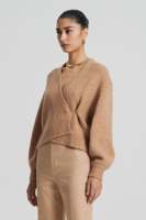Maßgeschneiderter Herbst-Cardigan für Damen: Einfarbiger, Knitterfreier Strickpullover mit Überschnittener Schulter und O-Ausschnitt aus Mohair-Alpaka-Mischung