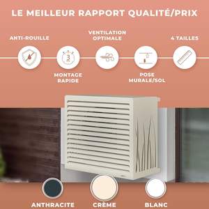DECOAIRCO Cache de climatisation en alliage d'aluminium pour diffuseur d'air, grand format, blanc crème (RAL 9001), électrique avec cordon, durable, installation facile - Product Image 3