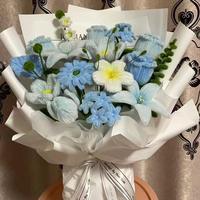 Bouquet de fleurs artificielles réalistes populaires, fait main, moderne, pour mariage, avec tige torsadée, cadeau créatif fini