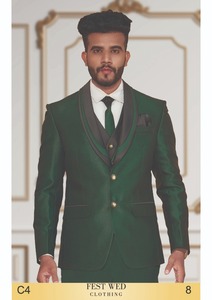 ชุดสูทชนเผ่าสามชิ้นสำหรับผู้ชายพร้อมเสื้อกั๊กและกางเกงที่ทันสมัยออกแบบมาสำหรับงานแต่งงานของชาวอินเดียสวมใส่และใช้งานตามเทศกาล - Product Image 5