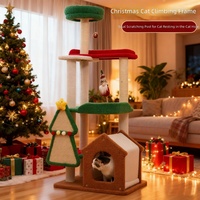 Arbre à chat de Noël tout-en-un avec griffoir en sisal, plateforme de saut, maison pour chat durable, résistante aux griffures et sans peluches
