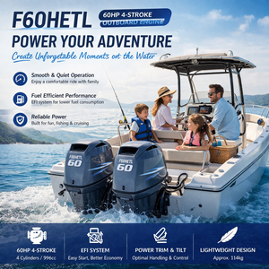 Nouveau moteur 4 temps 60 CV à 4 cylindres F60HETL, silencieux, fluide et économe en carburant pour une utilisation en mer et en lac - Product Image 3