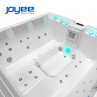 JOYEE Jacuzzi d'extérieur design moderne 6 places, grande baignoire spa en acrylique avec système Balboa et cascade LED pour jardin
