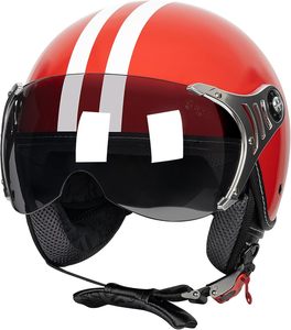 Caschi Moto 3/4 Retrò Open Face <span class=keywords><strong>per</strong></span> <span class=keywords><strong>Vespa</strong></span> e Scooter con Visiera Trasparente <span class=keywords><strong>per</strong></span> Uomini e Donne - Approvati DOT - Product Image 1