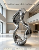 Grande sculpture circulaire moderne en acier inoxydable poli, ajourée, résistante aux intempéries, pour extérieur, jardin, parc
